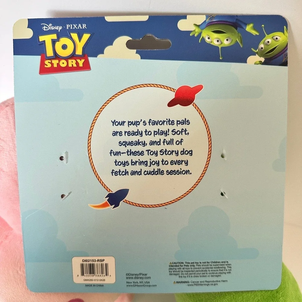 Disney Pixar Toy Story Dog Toys 2 Pack Rex Hamm‎ Plush Squeaker New Green Pink